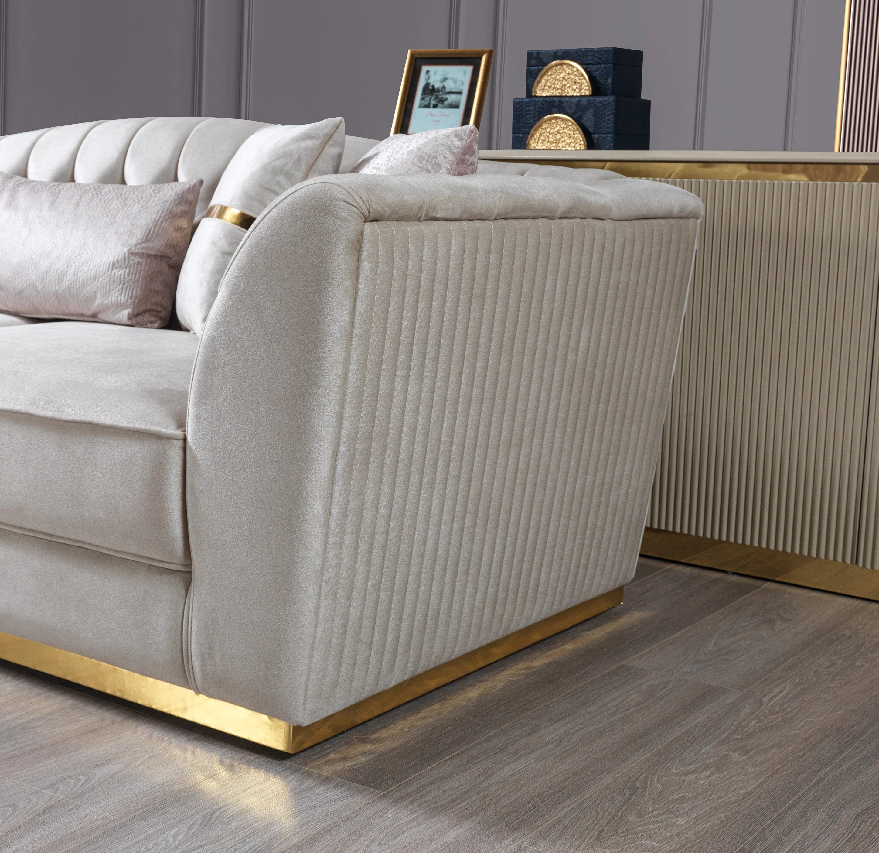 Milena Ivory Velvet Sofa