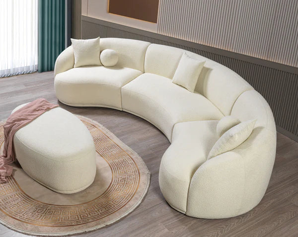 Bonita Ivory Boucle 3 Piece Curved Sectional