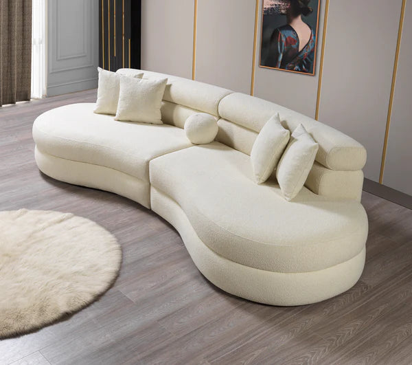 Larissa Ivory Boucle Curved Sectional