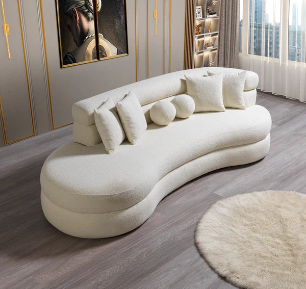 Larissa Ivory Boucle Curved Lounge Chaise