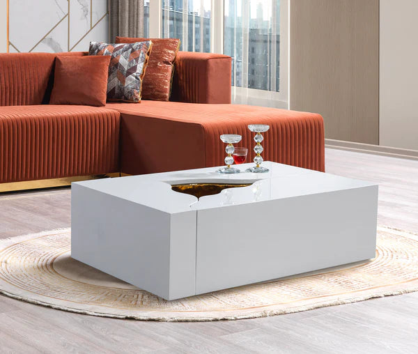 Dream Wood White and Gold 3-Piece Coffee Table