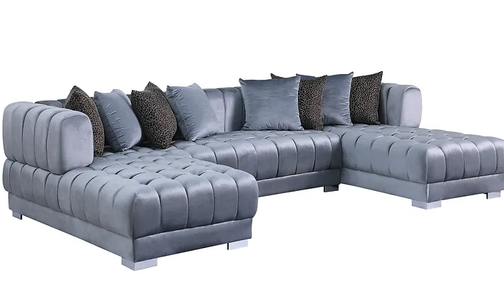 Dasha Grey Velvet Double Chaise Sectional