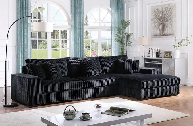 Sunday Black 3PC Sectional