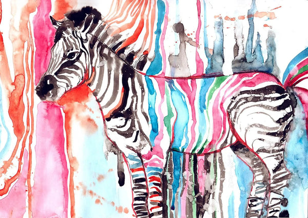 Colorful Zebra Canvas