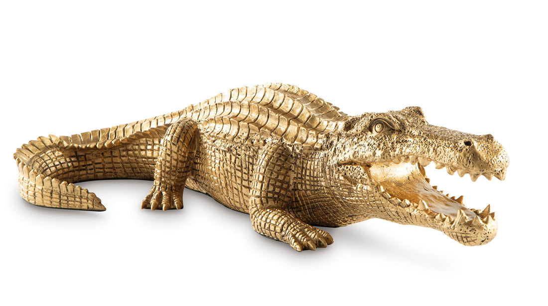 Accent Sculpture - Gold Alligator Crocodile