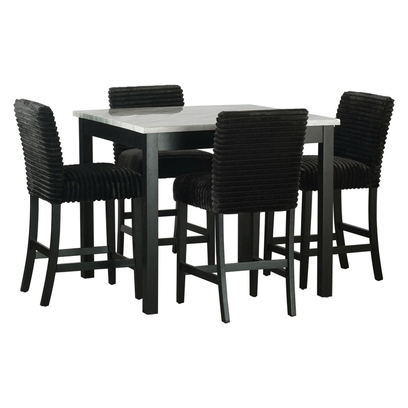 Dior Black Marble Table with Black Cord Fabric 4 Chairs