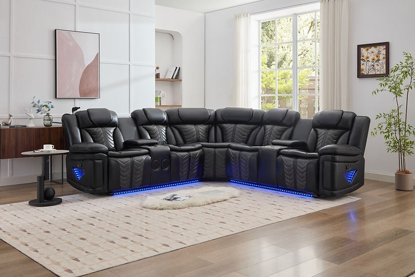S2025 Innova Sec (Black) Recliner Sectional