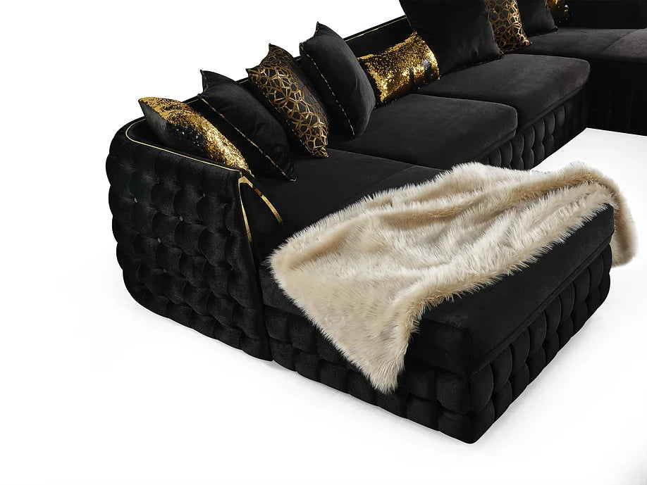 Sicilya Double Chaise Sectional (Black)