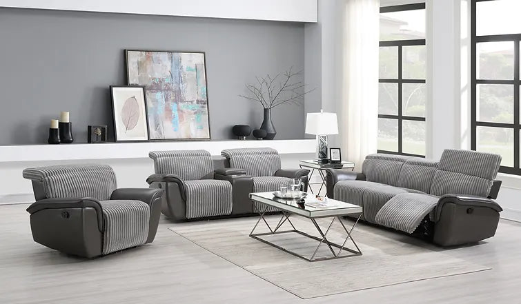 Twist Grey 3 Pieces Reclining Set