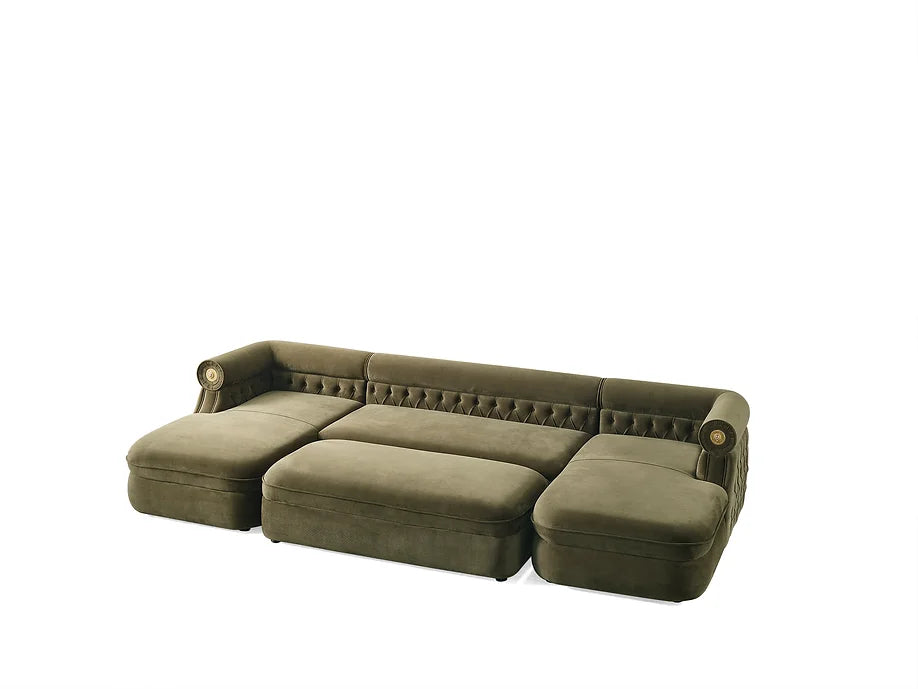 Brooklyn Double Chaise Sectional (Green)