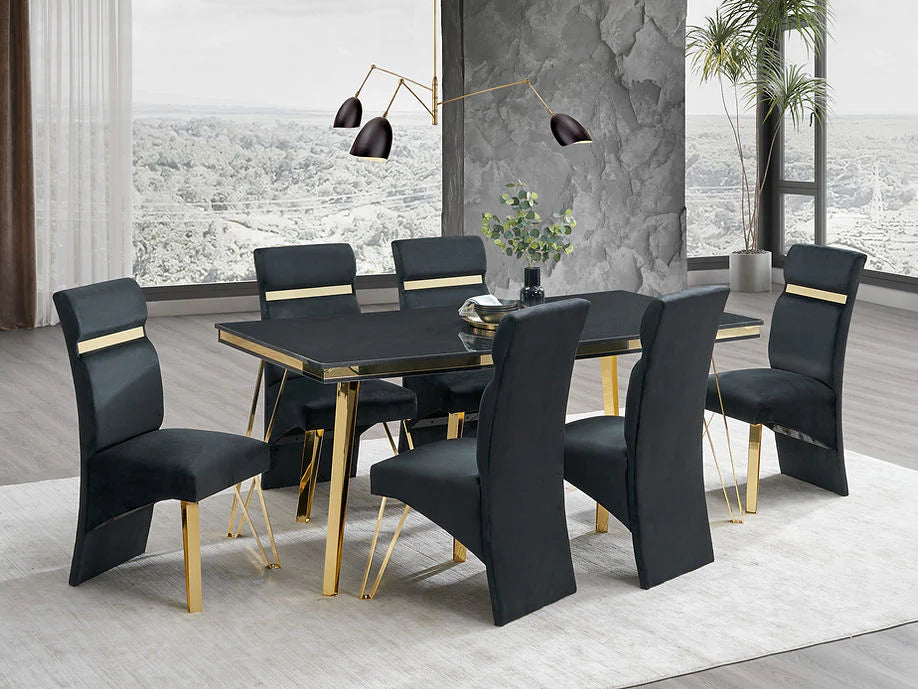 Midnight Black Gold Dining Set