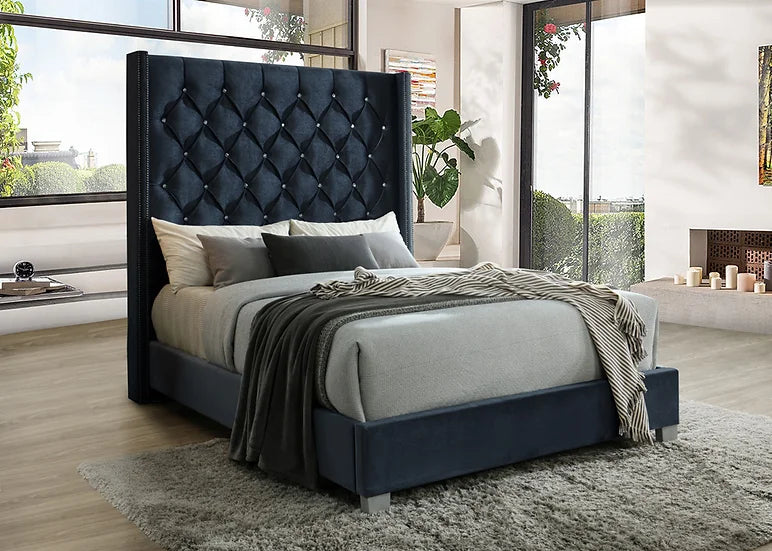 Beverly 6ft Diamond Black Velvet Bed Frame