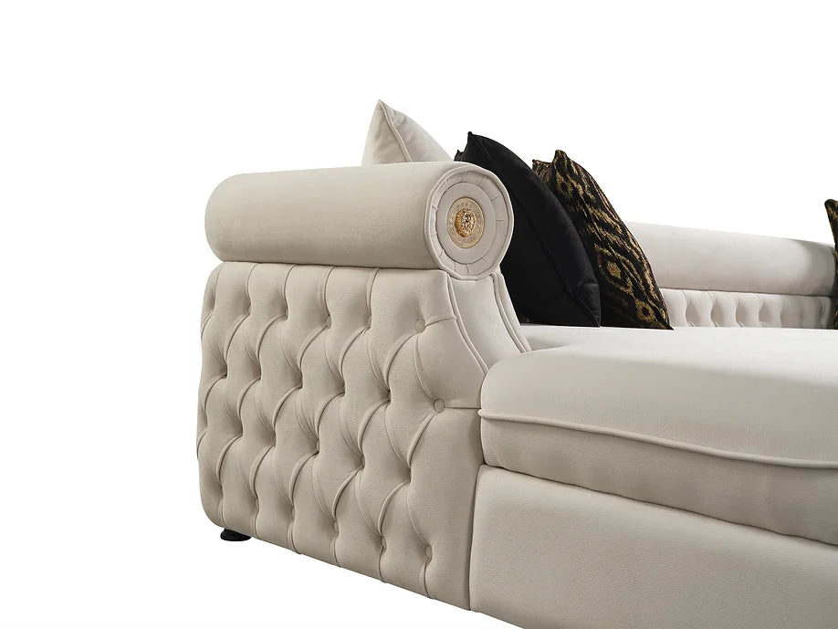 Brooklyn Double Chaise Sectional (Cream)