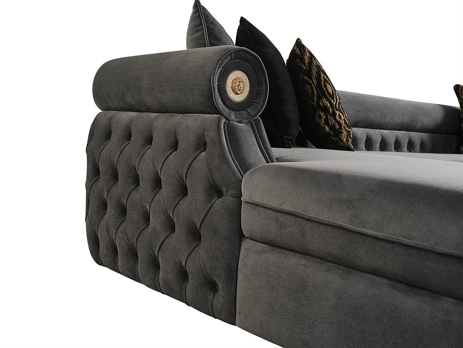 Brooklyn Double Chaise Sectional (Grey)