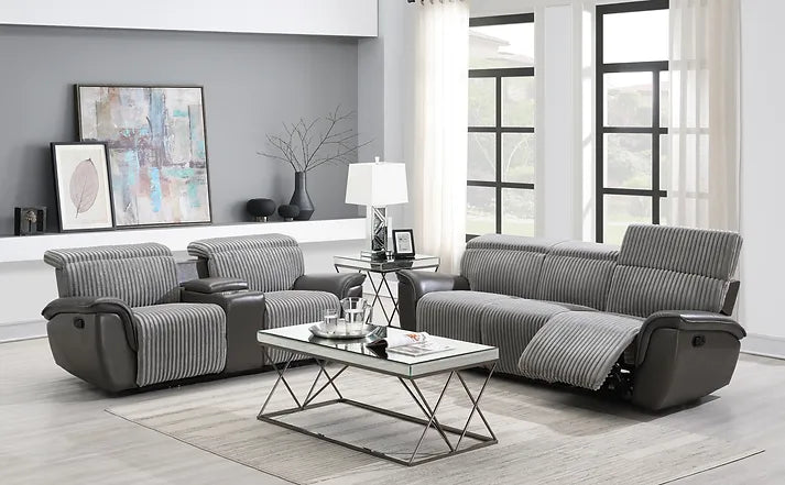 Twist Grey 3 Pieces Reclining Set