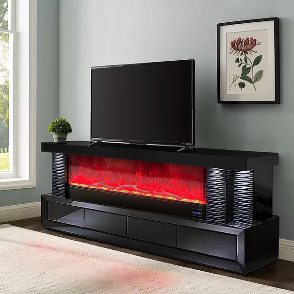 Havana (Black) TV Stand w/Fireplace