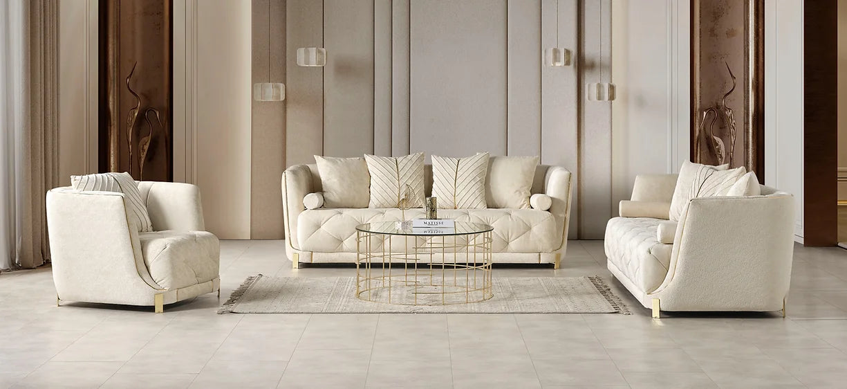 Elit Living Room Set - Off White