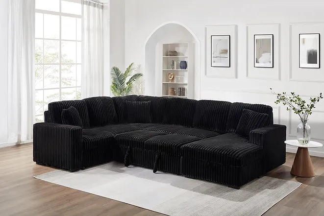 Raha Black Sleeper Sectional