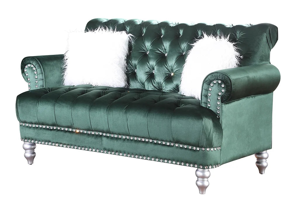 Royal Velvet Sofa & Loveseat Set - Green