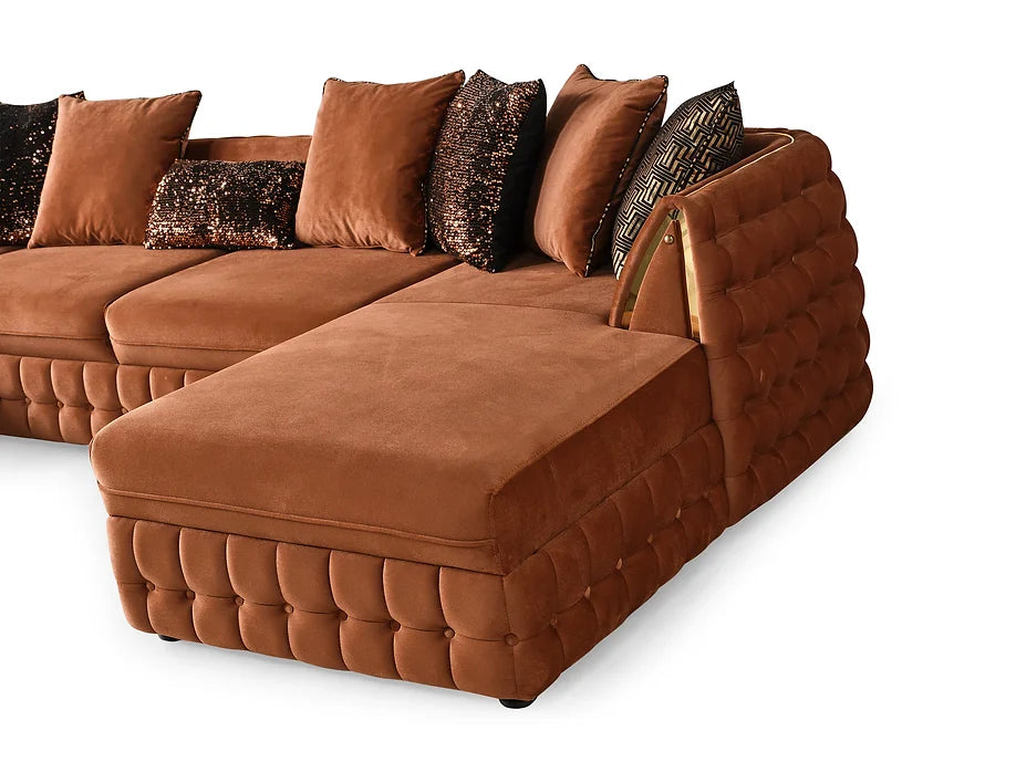 Sicilya Double Chaise Sectional (Rust Orange)