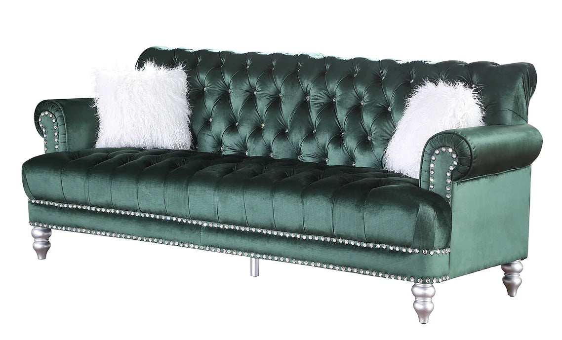 Royal Velvet Sofa & Loveseat Set - Green