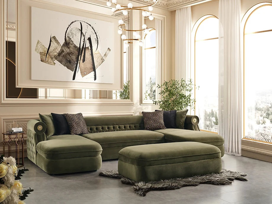 Brooklyn Double Chaise Sectional (Green)