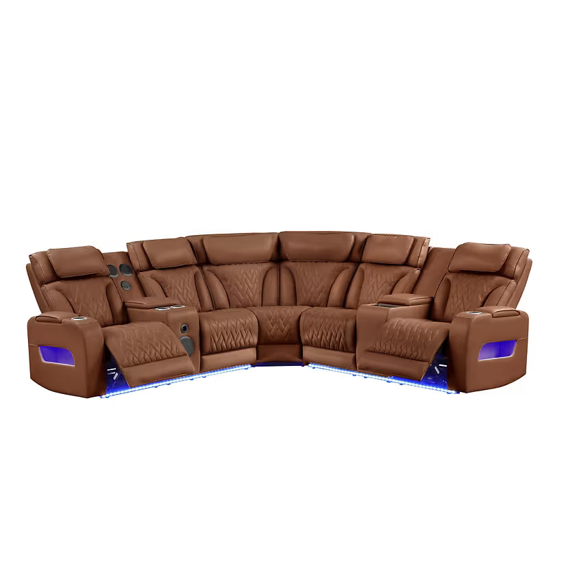 Skyline (Brown Caramel)  Reclining Sectional