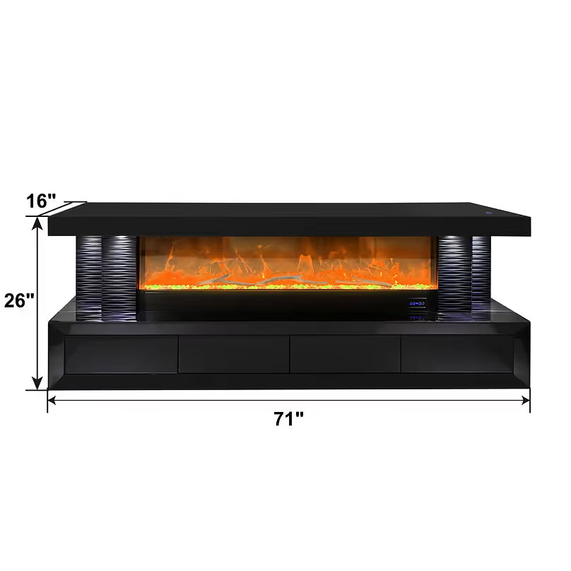 Havana (Black) TV Stand w/Fireplace