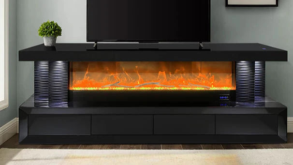 Havana (Black) TV Stand w/Fireplace