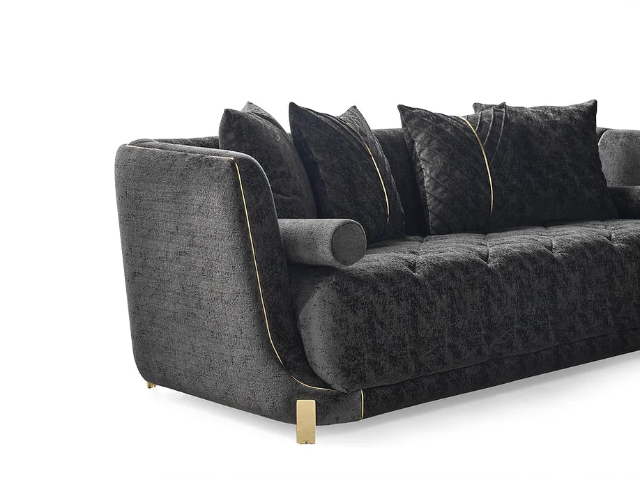 Elit Living Room Set - Charcoal