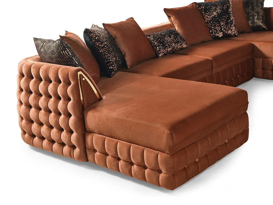 Sicilya Double Chaise Sectional (Rust Orange)