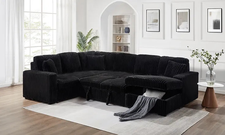 Raha Black Sleeper Sectional