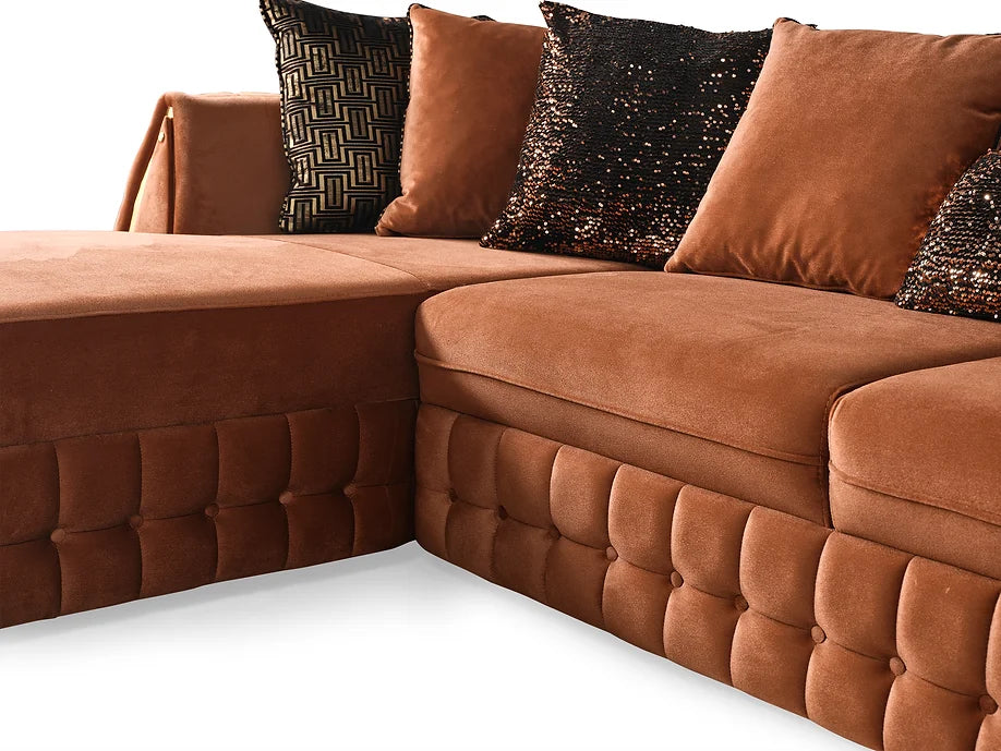 Sicilya Double Chaise Sectional (Rust Orange)