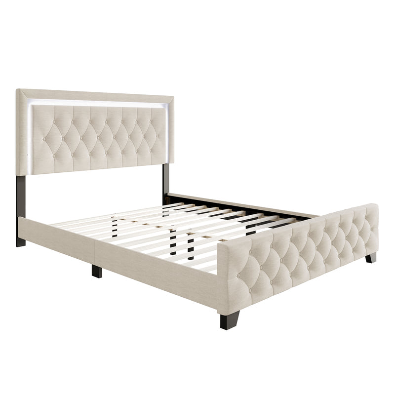 HH260 Beige Platform Bed with LED