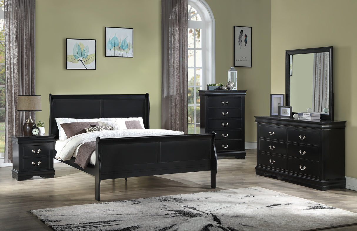 Louis Philip Black Bedroom Set Collection