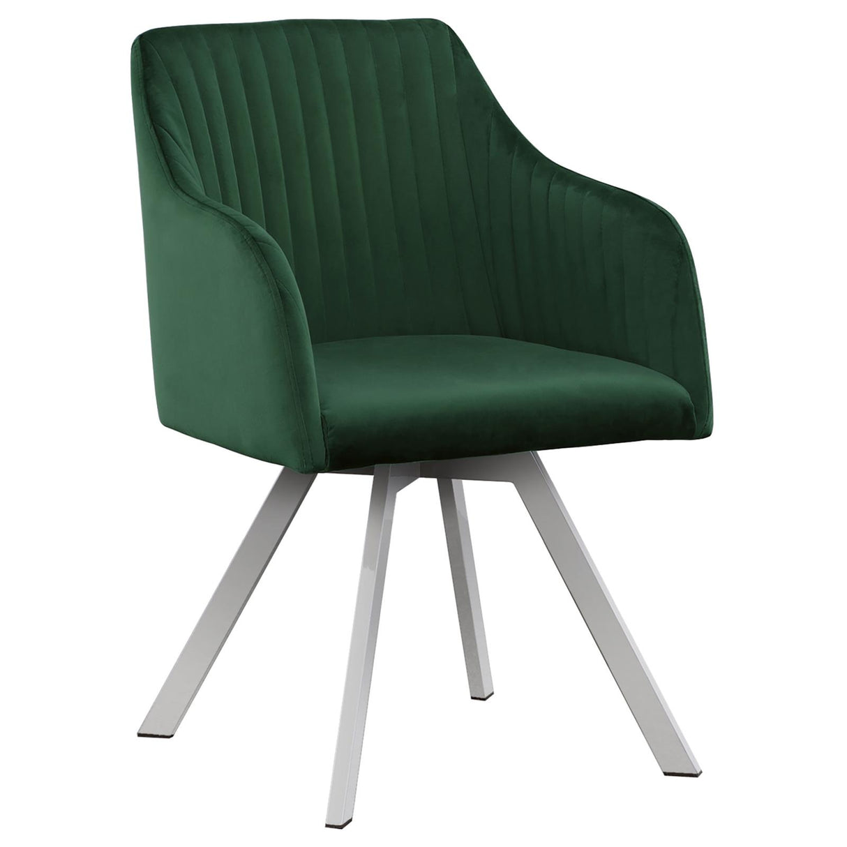 The Avalon Emerald Dining Table Base Chrome Set with 4 Arm Chairs
