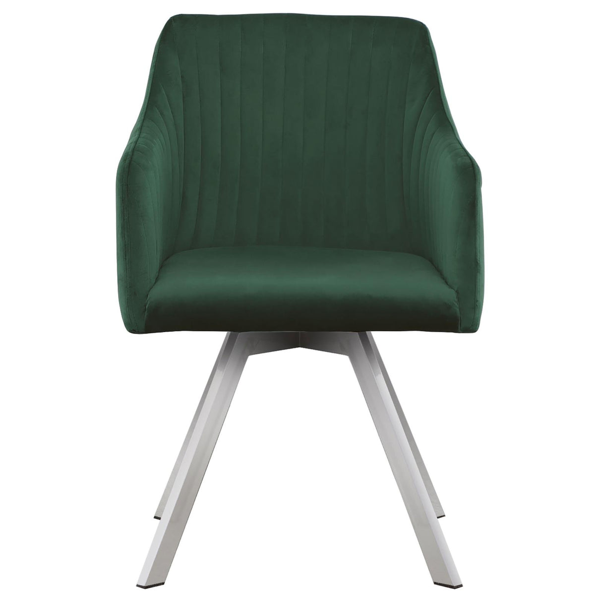 The Avalon Emerald Dining Table Base Chrome Set with 4 Arm Chairs