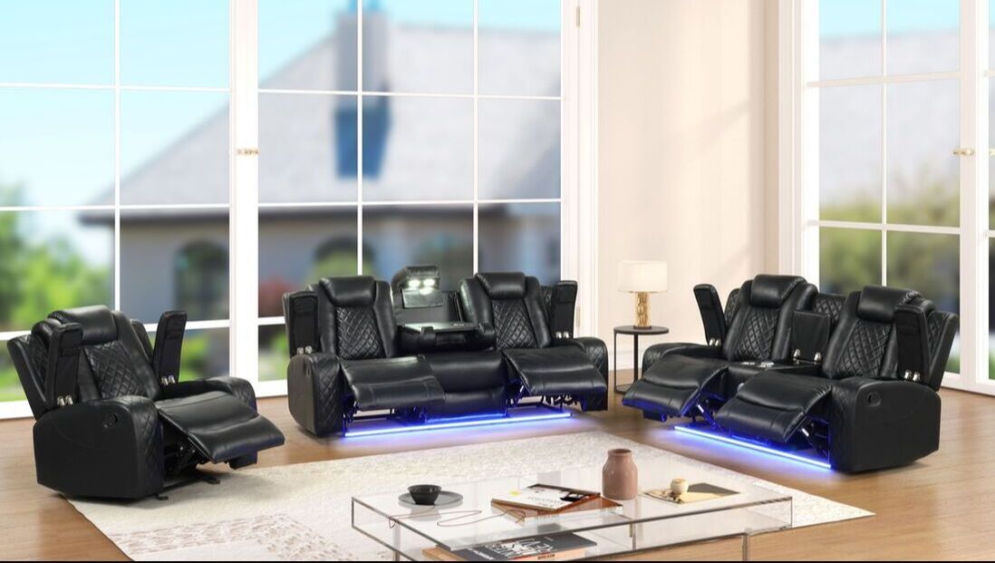 Luz Black 3Pcs Recliner Set