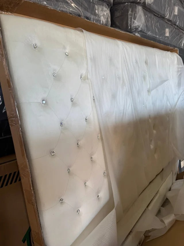 6ft Diamond Cream Velvet Bed Frame