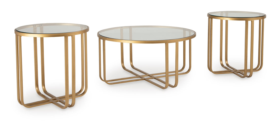 Glass Top Gold Occasional Table Set