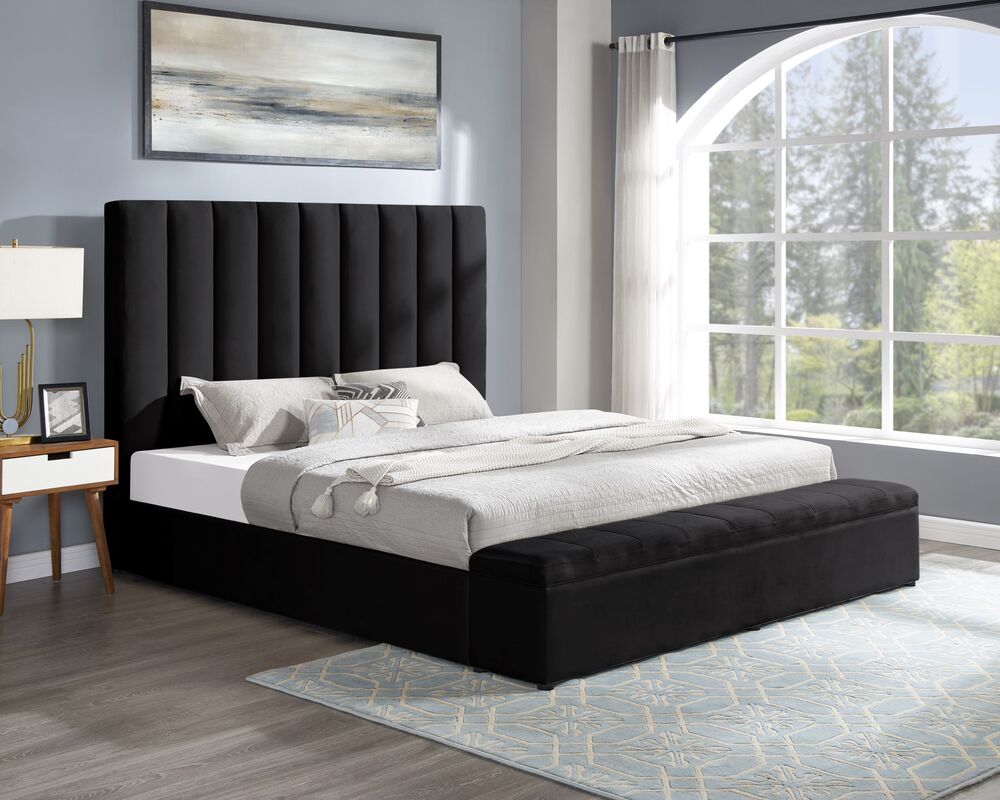 Valencia - Storage Black Platform Bed Frame