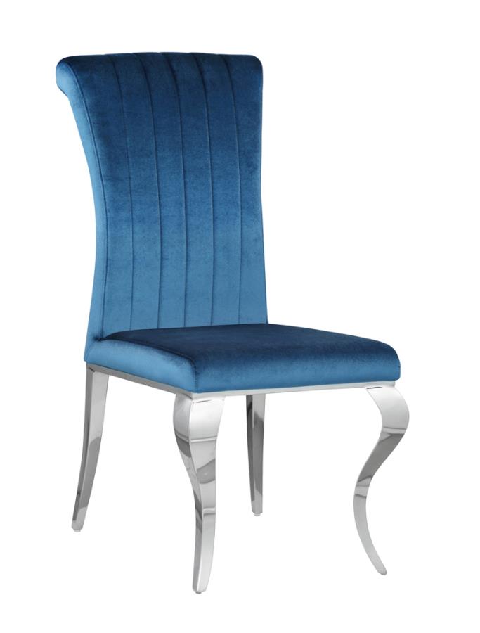 Carone Upholstered Side Chairs Teal and Chrome