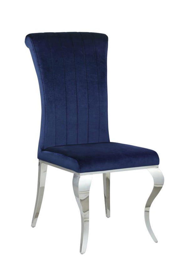 Carone Upholstered Side Chairs Ink Blue and Chrome