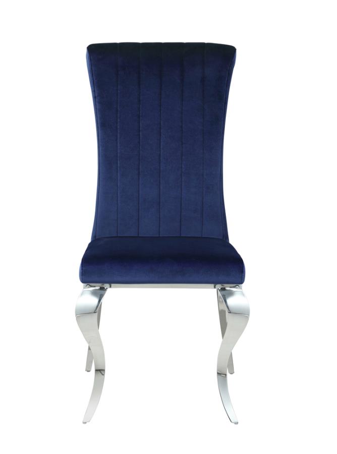 Carone Upholstered Side Chairs Ink Blue and Chrome