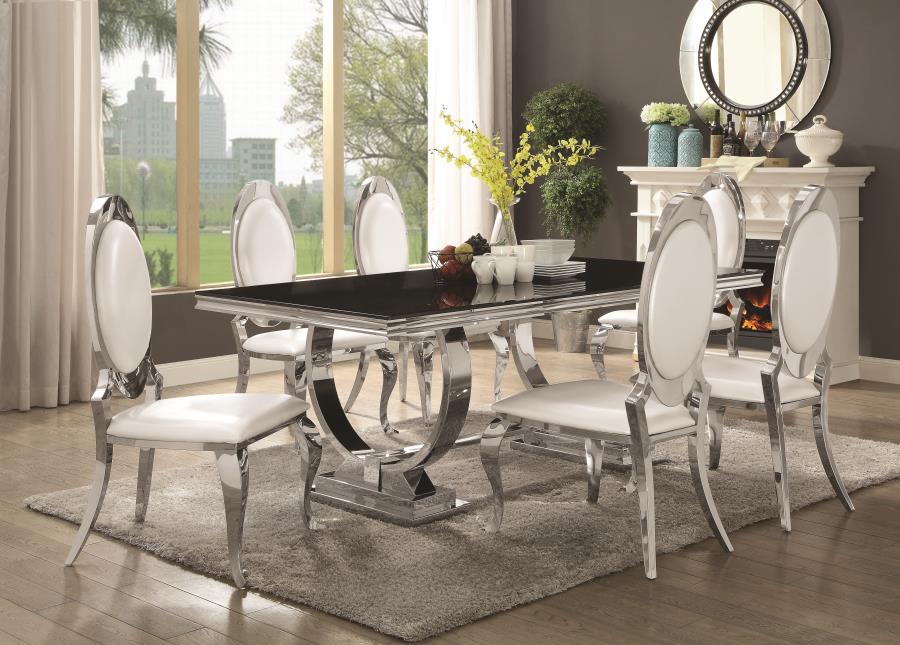 Antoine 7-piece Rectangular Dining Set Chrome