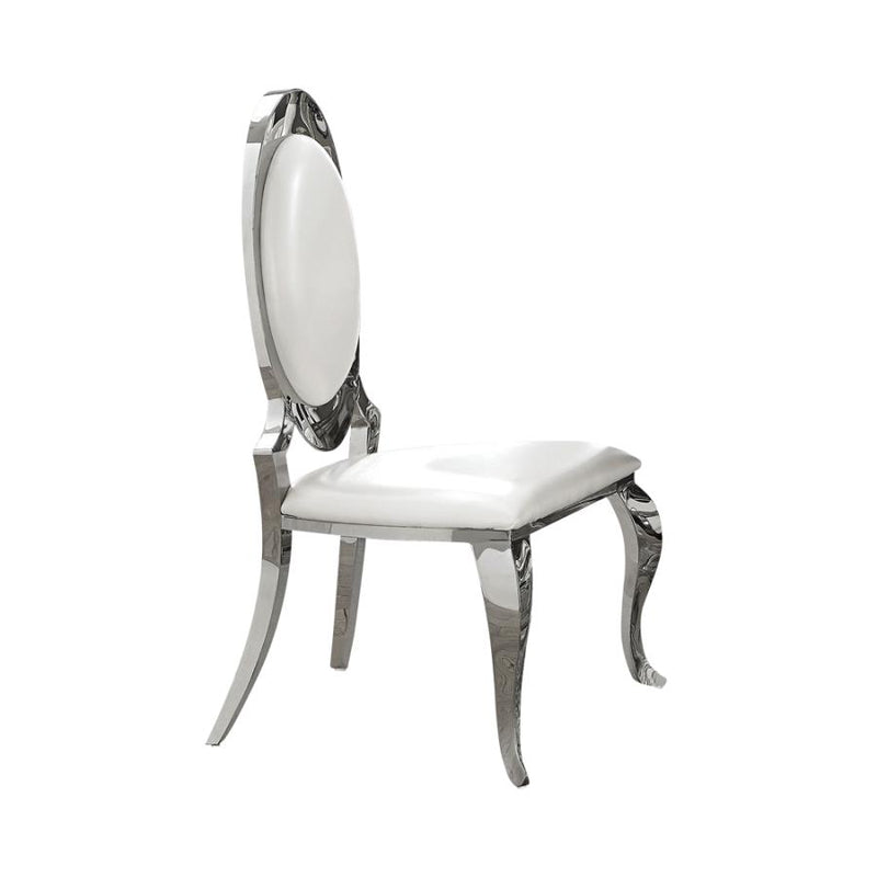Antoine Oval Back Side Chairs Cream and Chrome