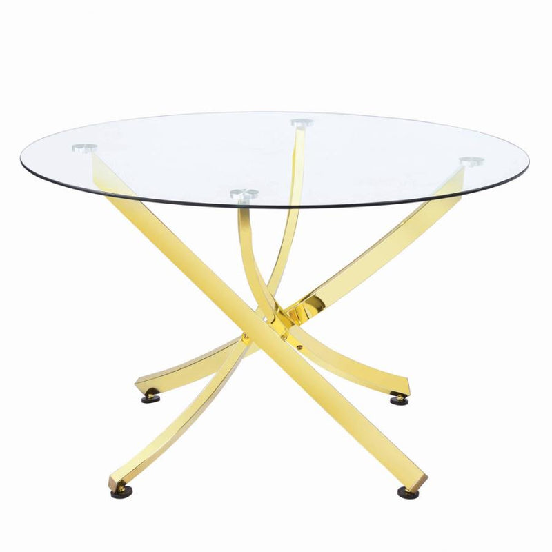 Chanel Round Dining Table Brass and Clear