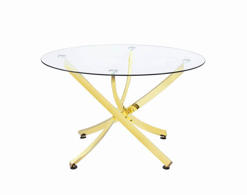 Chanel Round Dining Table Brass and Clear