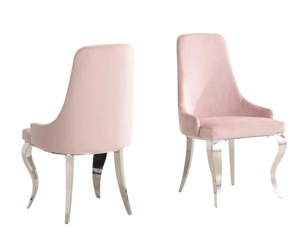 Antoine Upholstered Demi Arm Dining Chairs Pink