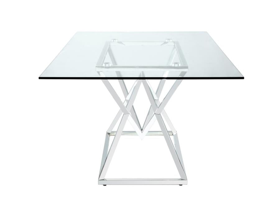 Beaufort Rectangle Glass Top Dining Table Chrome